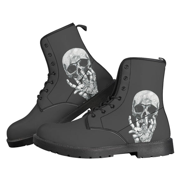 Botas Martin Británicas de Cuero con Estampado y Tacón Bajo para Mujer