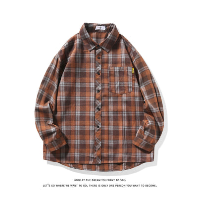 Camisa Casual Suelta a Cuadros Manga Larga para Hombre - Image 4