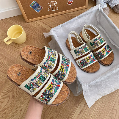 Sandalias Bordadas con Suela de Corcho para Mujer - Image 2