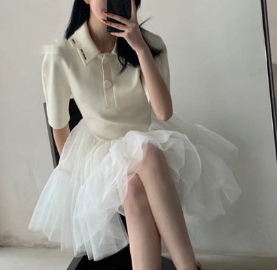 Vestido de Malla Ballet con Cintura Alta y Efecto Voluminoso - Image 8