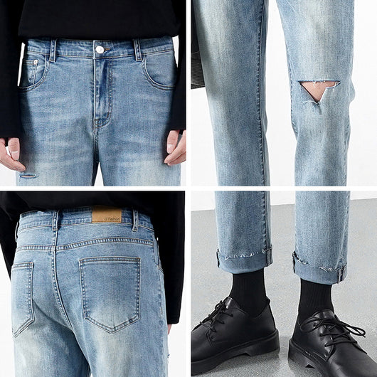 Pantalones Vaqueros Rotos para Hombre Ligeros de Verano - Image 4