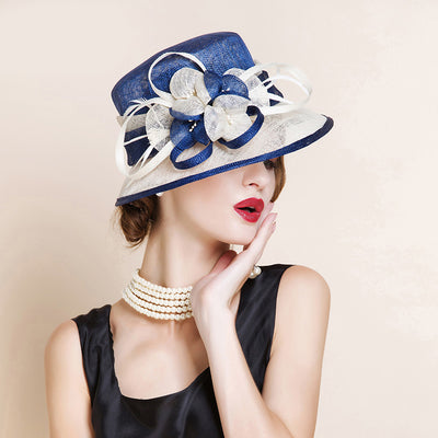 Sombrero de Ala Ancha Elegante con Flores y Fibra Natural para Mujer - Image 16