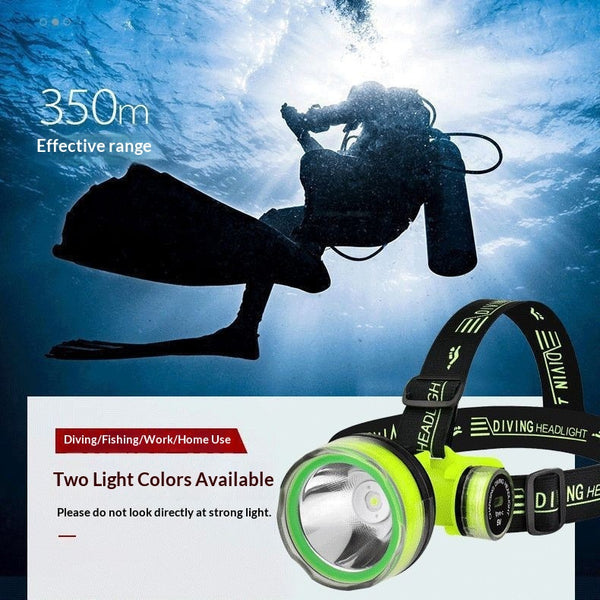 Linterna Frontal de Buceo LED de Alta Potencia con Enfoque Fijo y Batería de Larga Duración