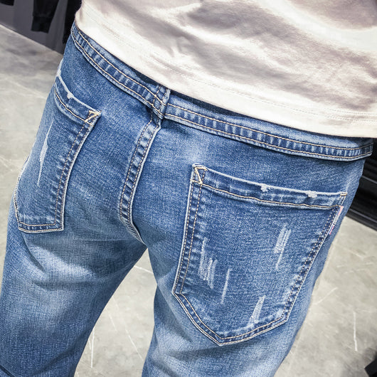 Pantalones Denim Slim Stretch Estilo Coreano para Hombre - Verano Casual - Image 6