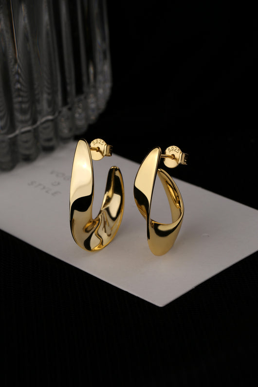 Aretes de Plata S925 Irregulares Brillantes - Diseño Europeo Moderno - Image 9