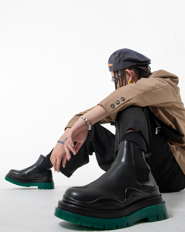 Botas Martín Verde de Caña Alta Invierno Forradas Estilo Retro Suela Gruesa
