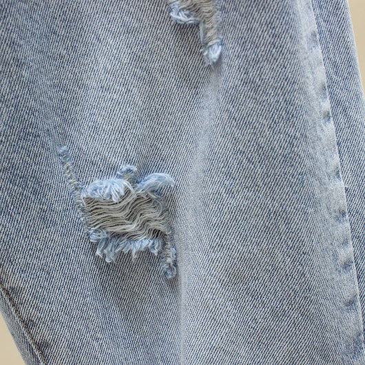 Pantalones Vaqueros Rotos Cintura Alta Suelta para Mujer - Image 15