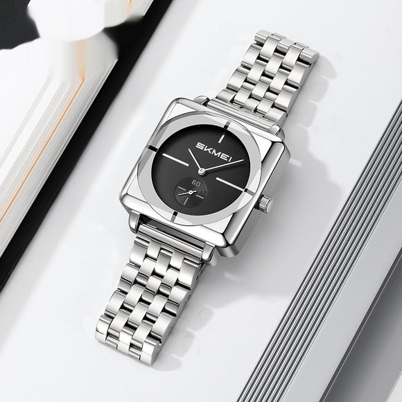 Reloj de Acero Cuadrado con Subdial de Segundos - Movimiento de Cuarzo