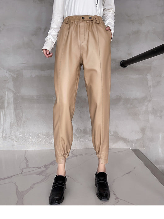 Pantalones Harem de Cuero Elásticos con Temperamento Femenino - Image 4