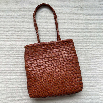 Bolso Tote de Cuero Genuino Tejido Hecho a Mano - Image 9