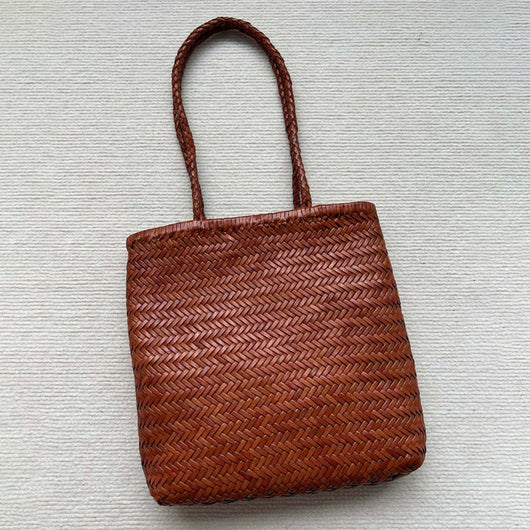 Bolso Tote de Cuero Genuino Tejido Hecho a Mano - Image 9