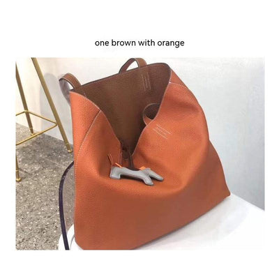 Bolso Tote de Cuero Genuino Doble Cara - Gran Capacidad - Image 8
