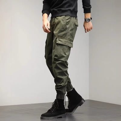 Pantalones Casuales Sueltos con Cintura Elástica y Múltiples Bolsillos