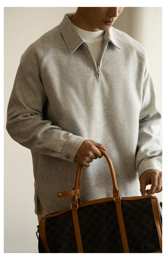 Suéter con Cierre Medio y Cuello Solapa para Hombre - Primavera Otoño - Image 9