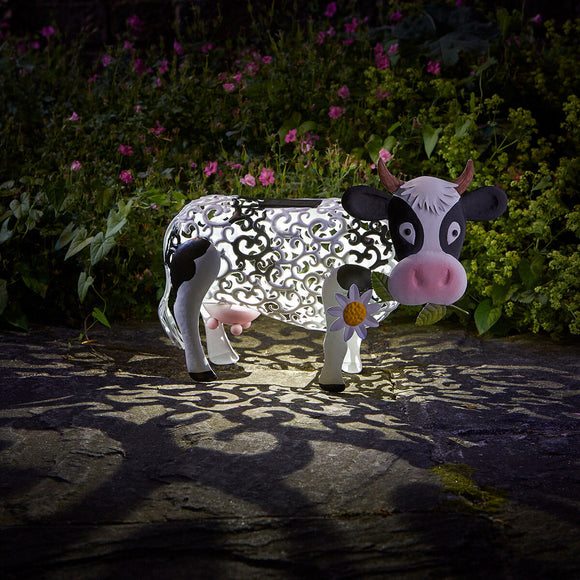 Luz Solar Decorativa Vaca Margarita - Adorno Resina para Jardín