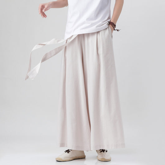 Pantalones Holgados de Algodón y Lino Talla Grande Estilo Chino para Hombre - Image 6