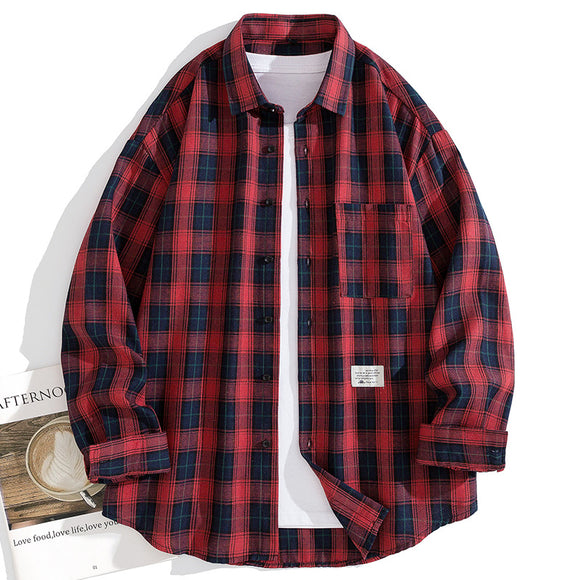 Camisa Casual de Cuadros Oversize para Hombre