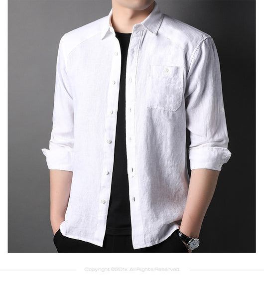 Cardigan de Lino Puro para Hombre - Manga Larga Primavera Verano - Image 21
