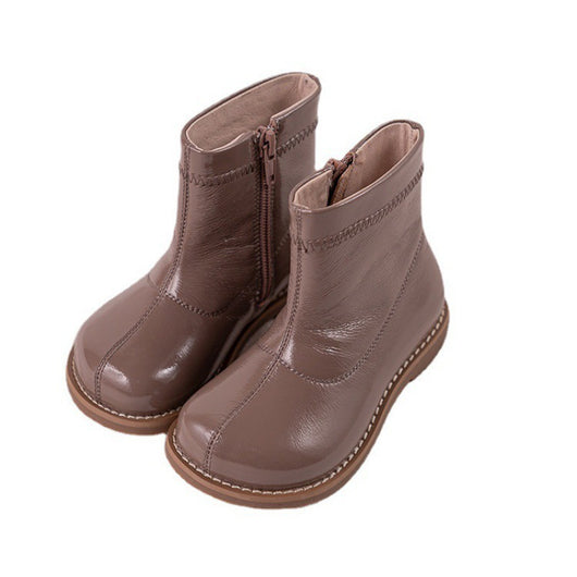 Botas Infantiles de Color Sólido - Estilo Retro para Niños - Image 5
