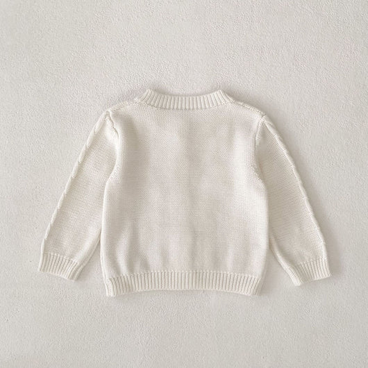 Chaqueta de Punto Tejida a Mano con Flores para Bebé Niña - Algodón Puro - Image 9