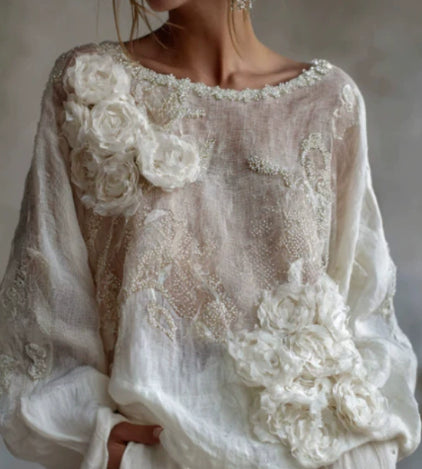 Blusa Estampada de Cuello Redondo y Manga Larga para Mujer - Image 10