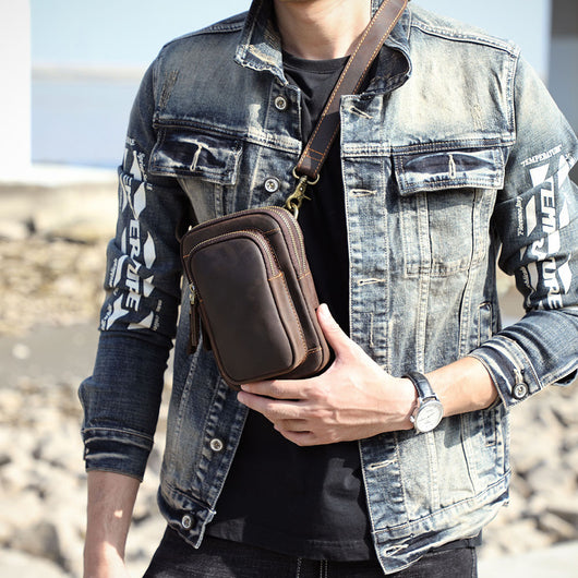 Bolsa Bandolera de Cuero Genuino para Hombre - Estilo Vintage - Image 11