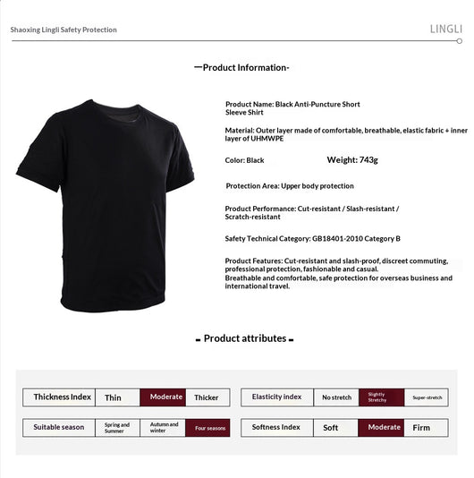 Camiseta Negra Refrigerante Resistente al Corte y Fácil de Limpiar - Image 9