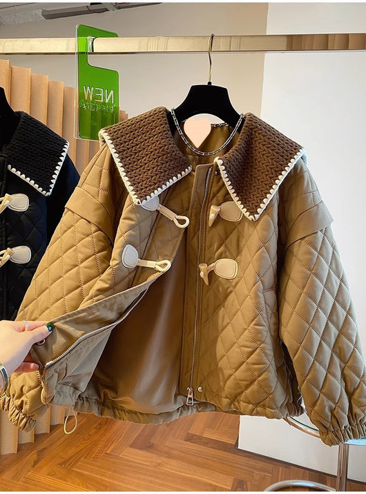 Chaqueta de Punto Suelta con Botones y Detalles Combinados para Mujer - Image 9