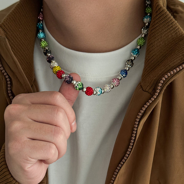 Collar para Hombre con Diamantes de Colores y Perlas de Diamante