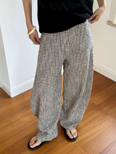Pantalones de Lino Ancho Cuadros Mujer - Cómodos y Transpirables - Image 15