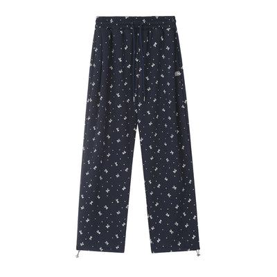 Pantalones de Chándal Vintage con Lazo y Lunares - Pierna Recta Ancha para Mujer - Image 9