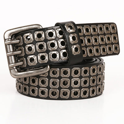 Cinturón de Cuero para Hombre Corns Hollow Rivet - Estilo y Durabilidad - Image 4