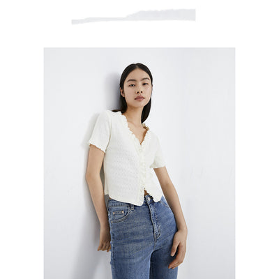 Blusa Suelta de Encaje para Mujer - Manga Corta Ligera y Fresca - Image 8