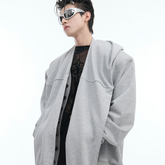 Cardigan Acolchado Oversized con Capucha y Efecto Dos Piezas - Image 4