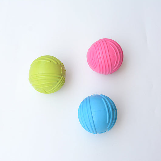 Sapphire blue TPR dog sound ball with a textured surface for teeth grinding and biting. - Image 13
