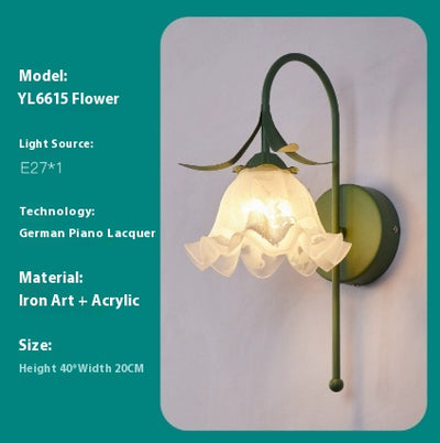 Lámpara de Pared Estilo Crema Flor de Orquídea para Mesita de Noche - Image 4