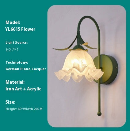 Lámpara de Pared Estilo Crema Flor de Orquídea para Mesita de Noche - Image 4