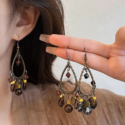 Aretes Retro Chinos de Gotas Huecas - Diseño Elegante