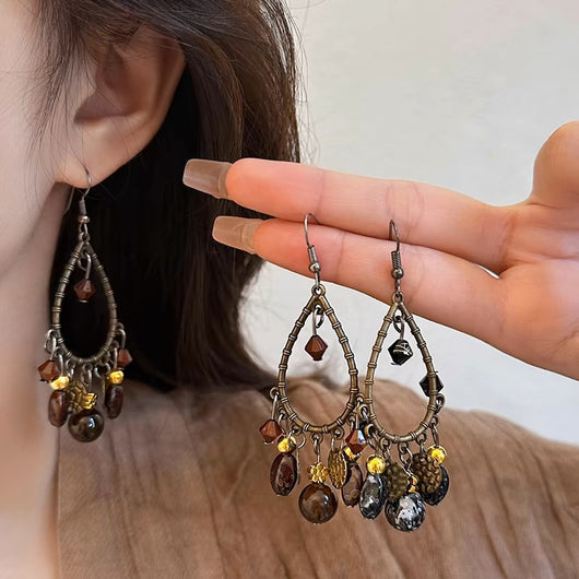 Aretes Retro Chinos de Gotas Huecas - Diseño Elegante