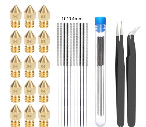 Kit de Mantenimiento para Boquilla MK8 - Punta de Latón y Pasador de Limpieza