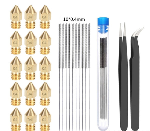 Kit de Mantenimiento para Boquilla MK8 - Punta de Latón y Pasador de Limpieza