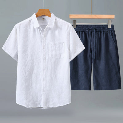 Camisa de Lino Manga Corta para Hombre - Traje Ejecutivo - Image 9