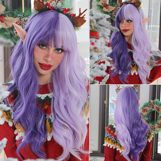 Pelucas Sintéticas Onduladas Largas Rojo y Verde para Cosplay