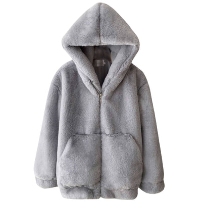 Abrigo de Piel Sintética para Mujer con Capucha - Sudadera Suelta Invierno Joven - Image 5