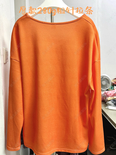 Suéter Estampado Cuello V Hombros Caídos Manga Larga para Mujer - Image 21