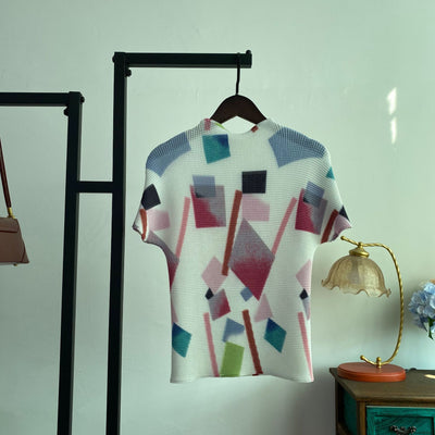 Playera Suelta Creativa de Impresión Ligera - Cuello Redondo Manga Corta