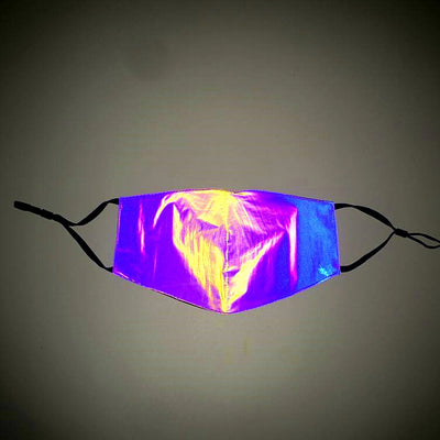 Bright white reflective face mask with ear loops, glowing against a dark grey background. - Image 3