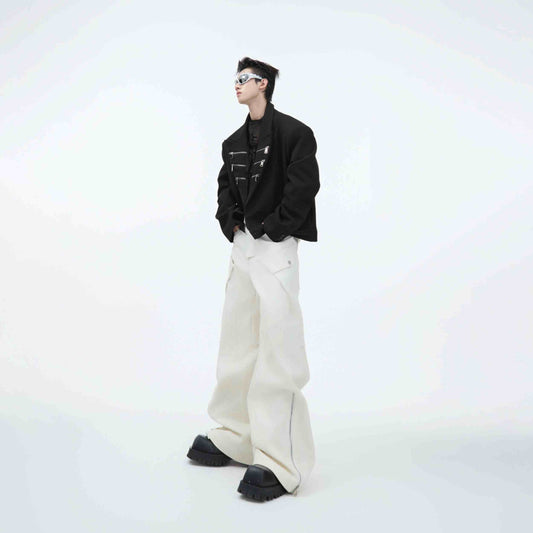 Pantalón Casual Recto con Costura Metálica