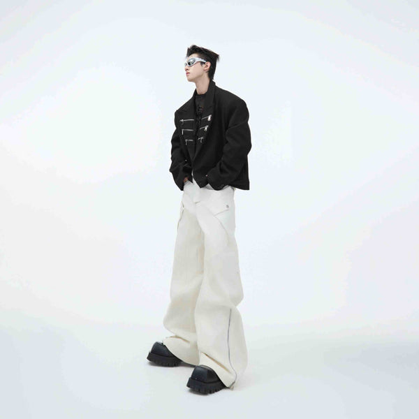 Pantalón Casual Recto con Costura Metálica