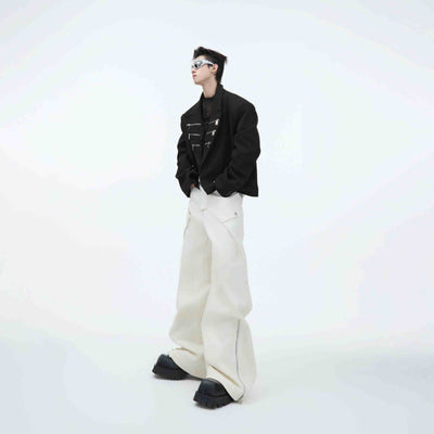Pantalón Casual Recto con Costura Metálica